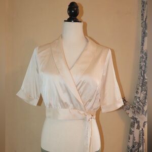 Satin cropped wrap top